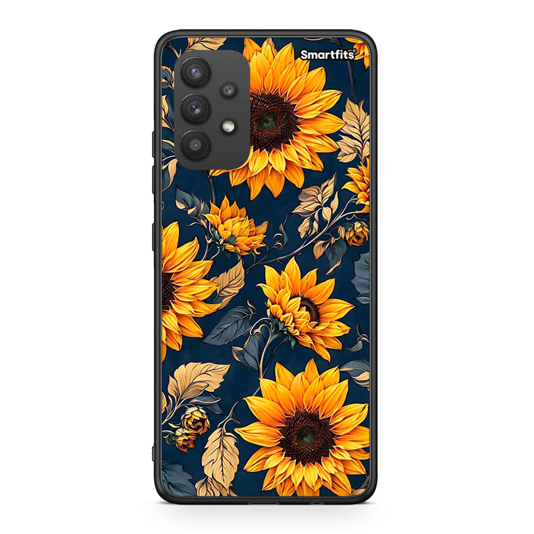 Samsung A32 4G Autumn Sunflowers Θήκη από τη Smartfits με σχέδιο στο πίσω μέρος και μαύρο περίβλημα | Smartphone case with colorful back and black bezels by Smartfits