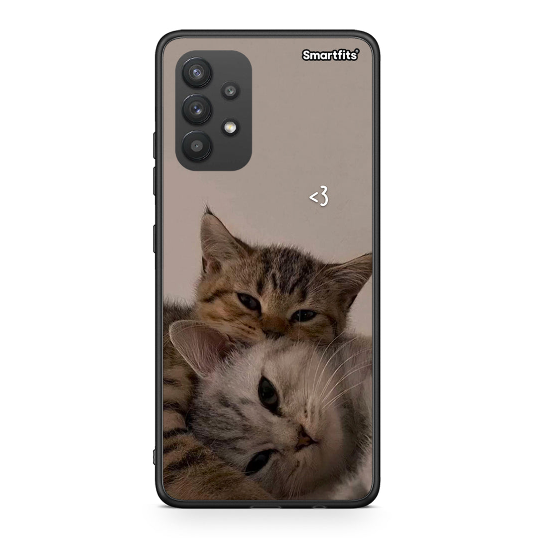 Samsung A32 4G Cats In Love Θήκη από τη Smartfits με σχέδιο στο πίσω μέρος και μαύρο περίβλημα | Smartphone case with colorful back and black bezels by Smartfits