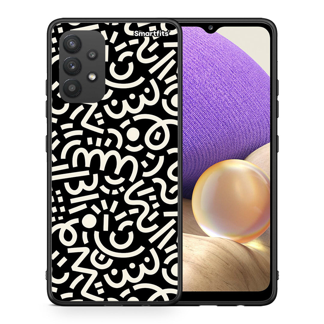 Θήκη Samsung A32 4G Doodle Art από τη Smartfits με σχέδιο στο πίσω μέρος και μαύρο περίβλημα | Samsung A32 4G Doodle Art case with colorful back and black bezels