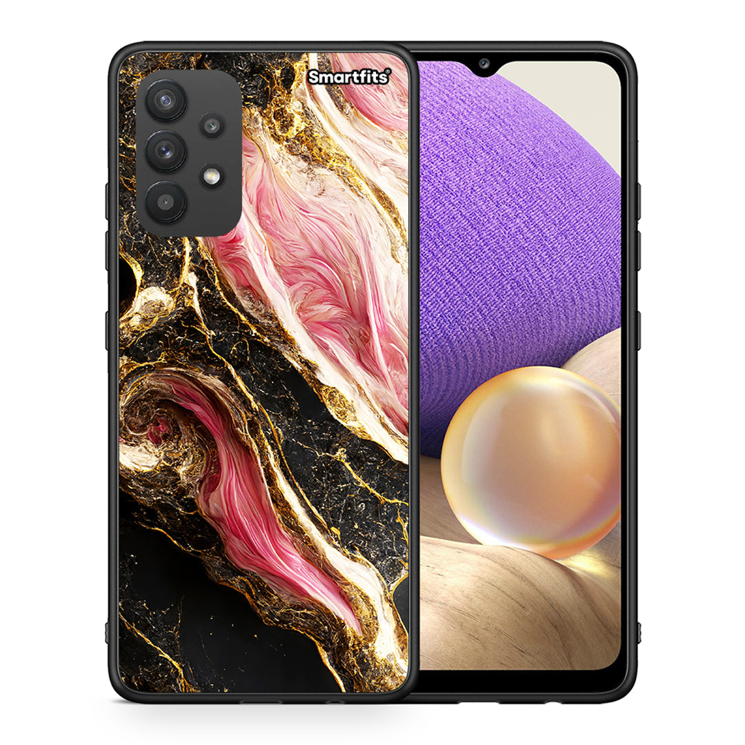 Θήκη Samsung A32 4G Glamorous Pink Marble από τη Smartfits με σχέδιο στο πίσω μέρος και μαύρο περίβλημα | Samsung A32 4G Glamorous Pink Marble case with colorful back and black bezels
