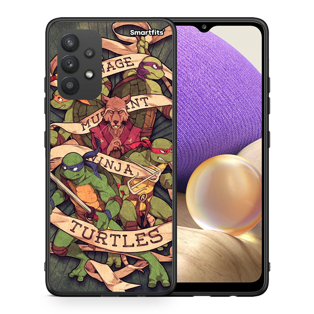 Θήκη Samsung A32 4G Ninja Turtles από τη Smartfits με σχέδιο στο πίσω μέρος και μαύρο περίβλημα | Samsung A32 4G Ninja Turtles case with colorful back and black bezels