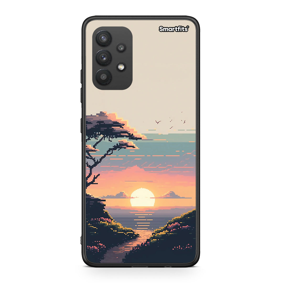 Samsung A32 4G Pixel Sunset Θήκη από τη Smartfits με σχέδιο στο πίσω μέρος και μαύρο περίβλημα | Smartphone case with colorful back and black bezels by Smartfits