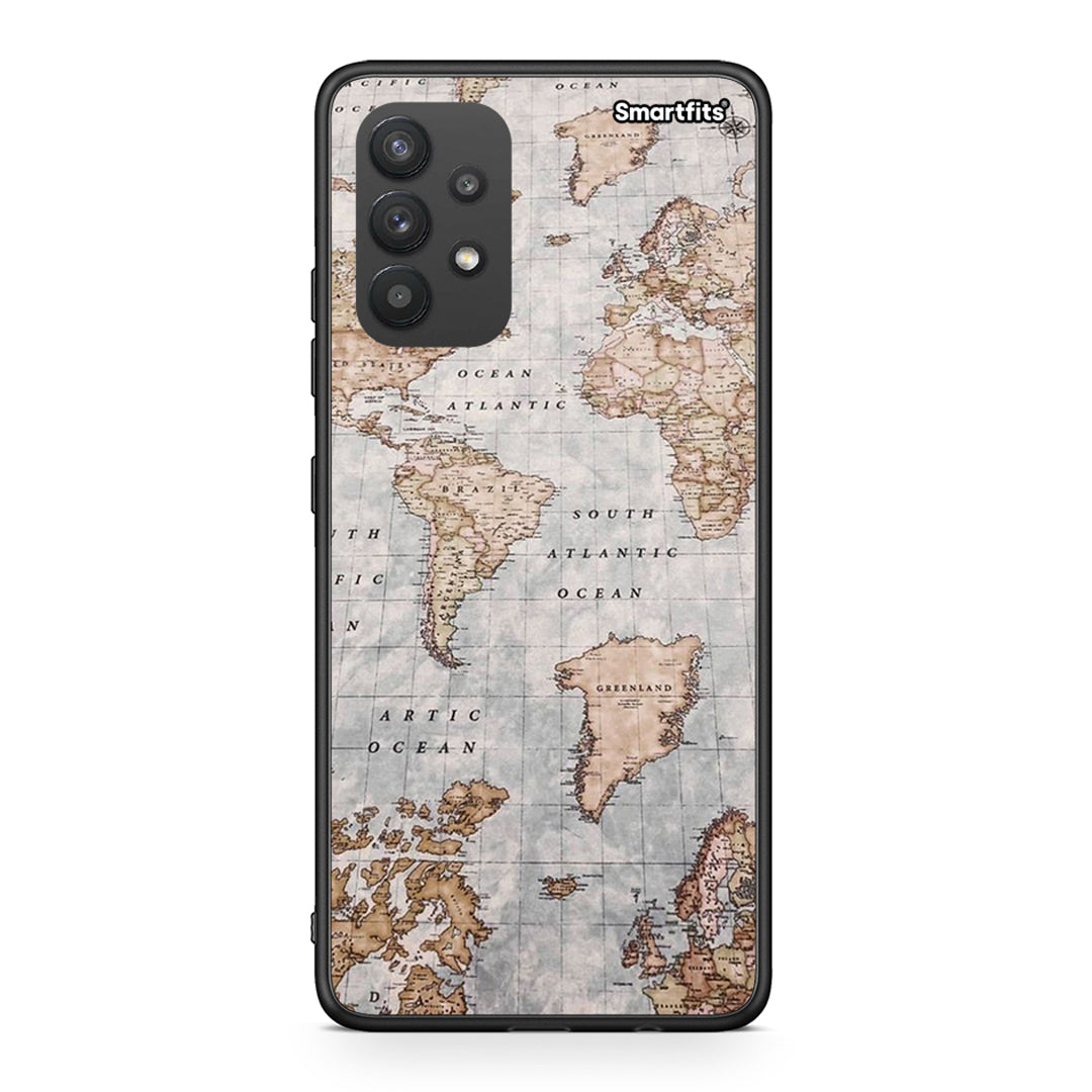 Samsung A32 4G World Map Θήκη από τη Smartfits με σχέδιο στο πίσω μέρος και μαύρο περίβλημα | Smartphone case with colorful back and black bezels by Smartfits