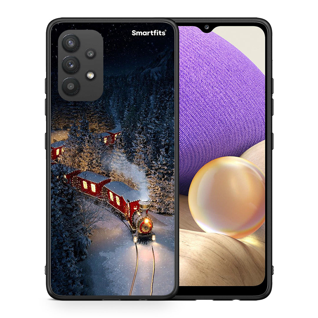 Θήκη Samsung A32 4G Xmas Train από τη Smartfits με σχέδιο στο πίσω μέρος και μαύρο περίβλημα | Samsung A32 4G Xmas Train case with colorful back and black bezels