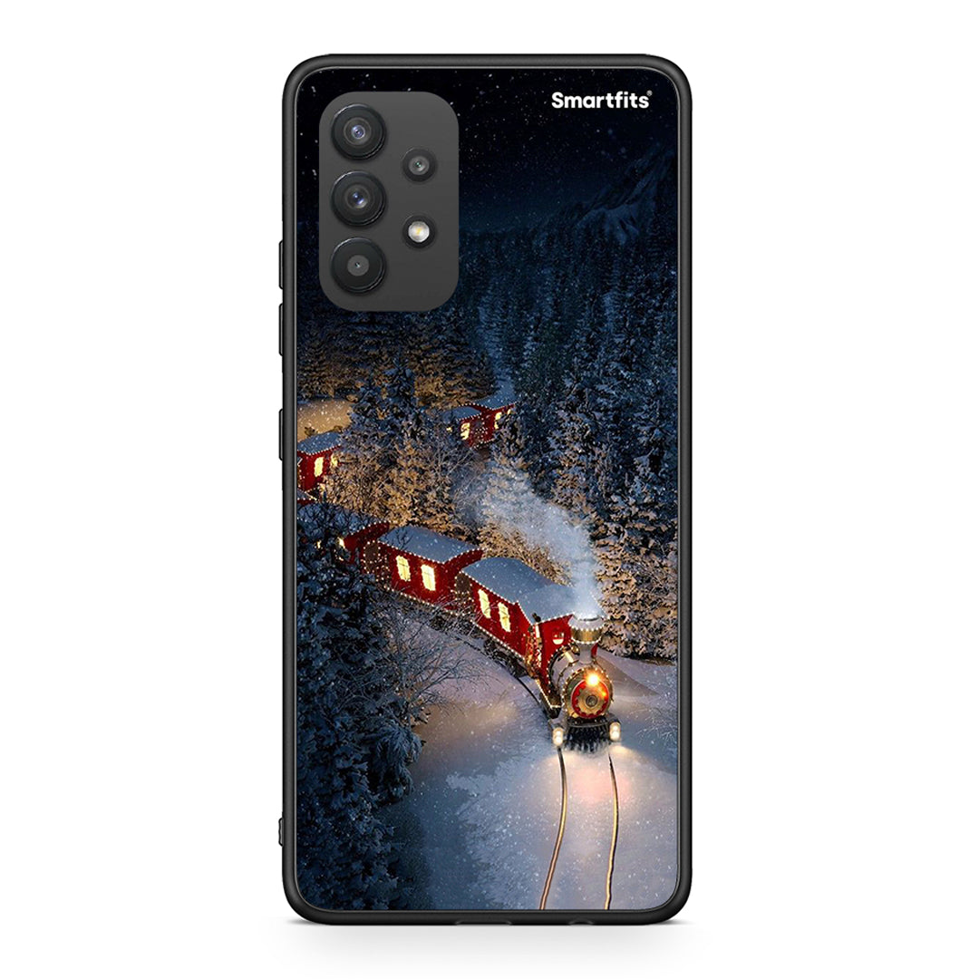 Samsung A32 4G Xmas Train θήκη από τη Smartfits με σχέδιο στο πίσω μέρος και μαύρο περίβλημα | Smartphone case with colorful back and black bezels by Smartfits