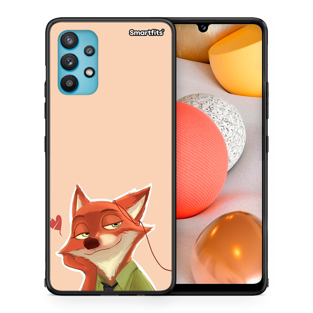 Θήκη Samsung Galaxy A32 5G  Nick Wilde And Judy Hopps Love 1 από τη Smartfits με σχέδιο στο πίσω μέρος και μαύρο περίβλημα | Samsung Galaxy A32 5G  Nick Wilde And Judy Hopps Love 1 case with colorful back and black bezels