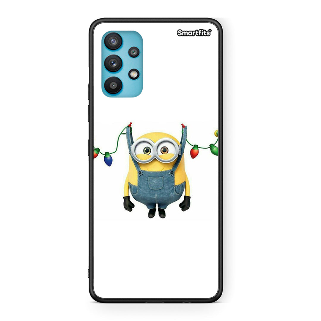 Samsung Galaxy A32 5G Xmas Minion Lights θήκη από τη Smartfits με σχέδιο στο πίσω μέρος και μαύρο περίβλημα | Smartphone case with colorful back and black bezels by Smartfits