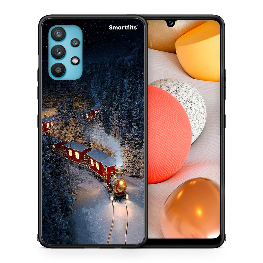 Θήκη Samsung Galaxy A32 5G Xmas Train από τη Smartfits με σχέδιο στο πίσω μέρος και μαύρο περίβλημα | Samsung Galaxy A32 5G Xmas Train case with colorful back and black bezels