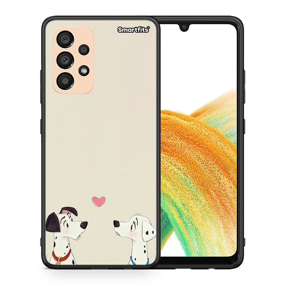 Θήκη Samsung A33 5G Dalmatians Love από τη Smartfits με σχέδιο στο πίσω μέρος και μαύρο περίβλημα | Samsung A33 5G Dalmatians Love case with colorful back and black bezels