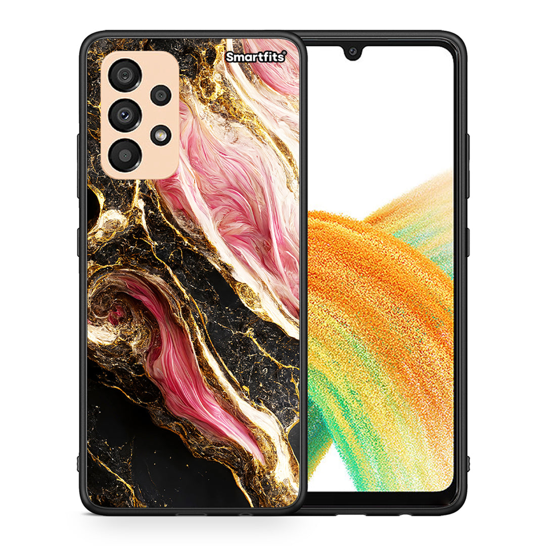 Θήκη Samsung A33 5G Glamorous Pink Marble από τη Smartfits με σχέδιο στο πίσω μέρος και μαύρο περίβλημα | Samsung A33 5G Glamorous Pink Marble case with colorful back and black bezels