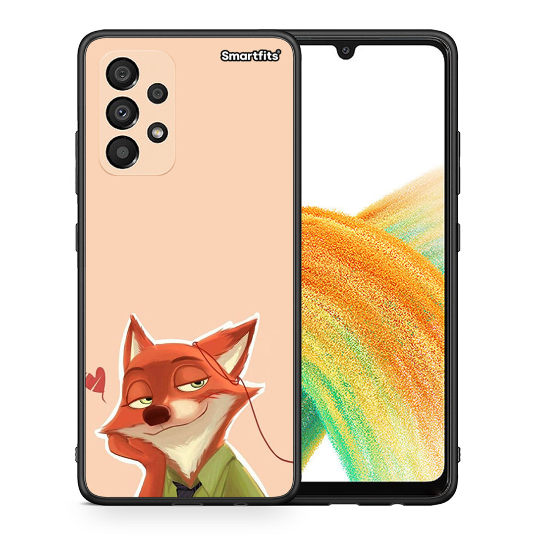 Θήκη Samsung A33 5G Nick Wilde And Judy Hopps Love 1 από τη Smartfits με σχέδιο στο πίσω μέρος και μαύρο περίβλημα | Samsung A33 5G Nick Wilde And Judy Hopps Love 1 case with colorful back and black bezels