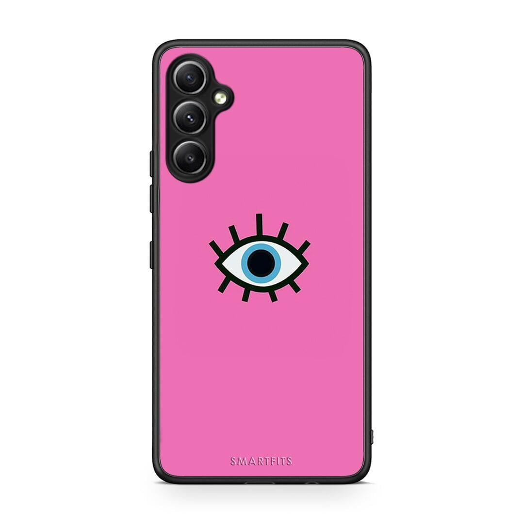 Θήκη Samsung Galaxy A34 Blue Eye Pink από τη Smartfits με σχέδιο στο πίσω μέρος και μαύρο περίβλημα | Samsung Galaxy A34 Blue Eye Pink Case with Colorful Back and Black Bezels