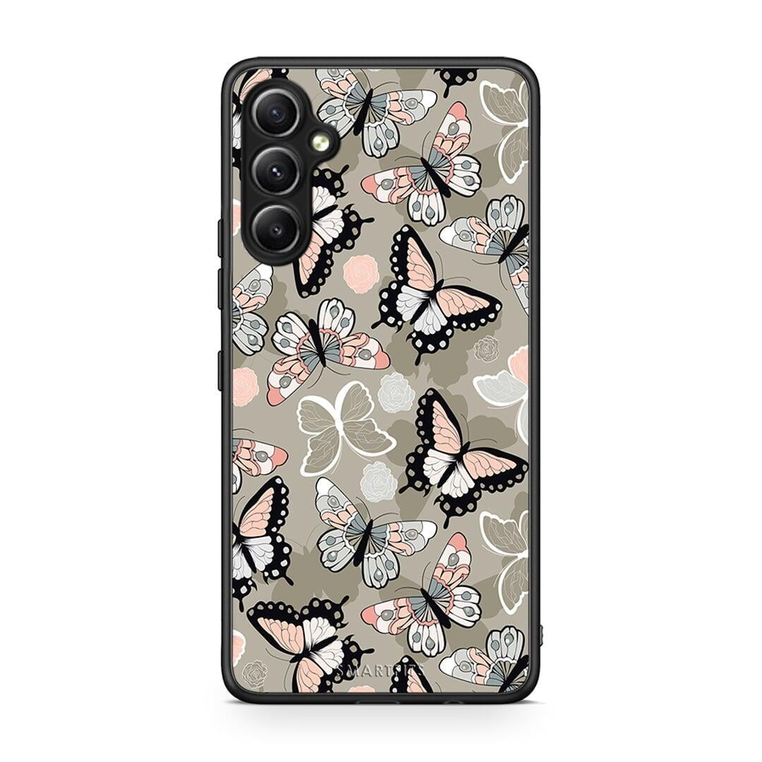 Θήκη Samsung Galaxy A34 Boho Butterflies από τη Smartfits με σχέδιο στο πίσω μέρος και μαύρο περίβλημα | Samsung Galaxy A34 Boho Butterflies Case with Colorful Back and Black Bezels