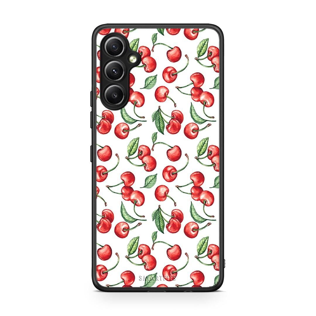 Θήκη Samsung Galaxy A34 Cherry Summer από τη Smartfits με σχέδιο στο πίσω μέρος και μαύρο περίβλημα | Samsung Galaxy A34 Cherry Summer Case with Colorful Back and Black Bezels