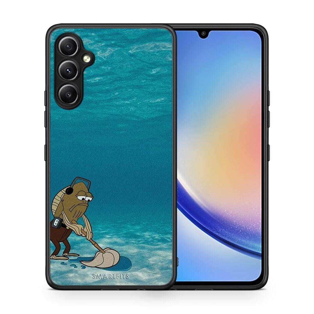 Θήκη Samsung Galaxy A34 Clean The Ocean από τη Smartfits με σχέδιο στο πίσω μέρος και μαύρο περίβλημα | Samsung Galaxy A34 Clean The Ocean Case with Colorful Back and Black Bezels