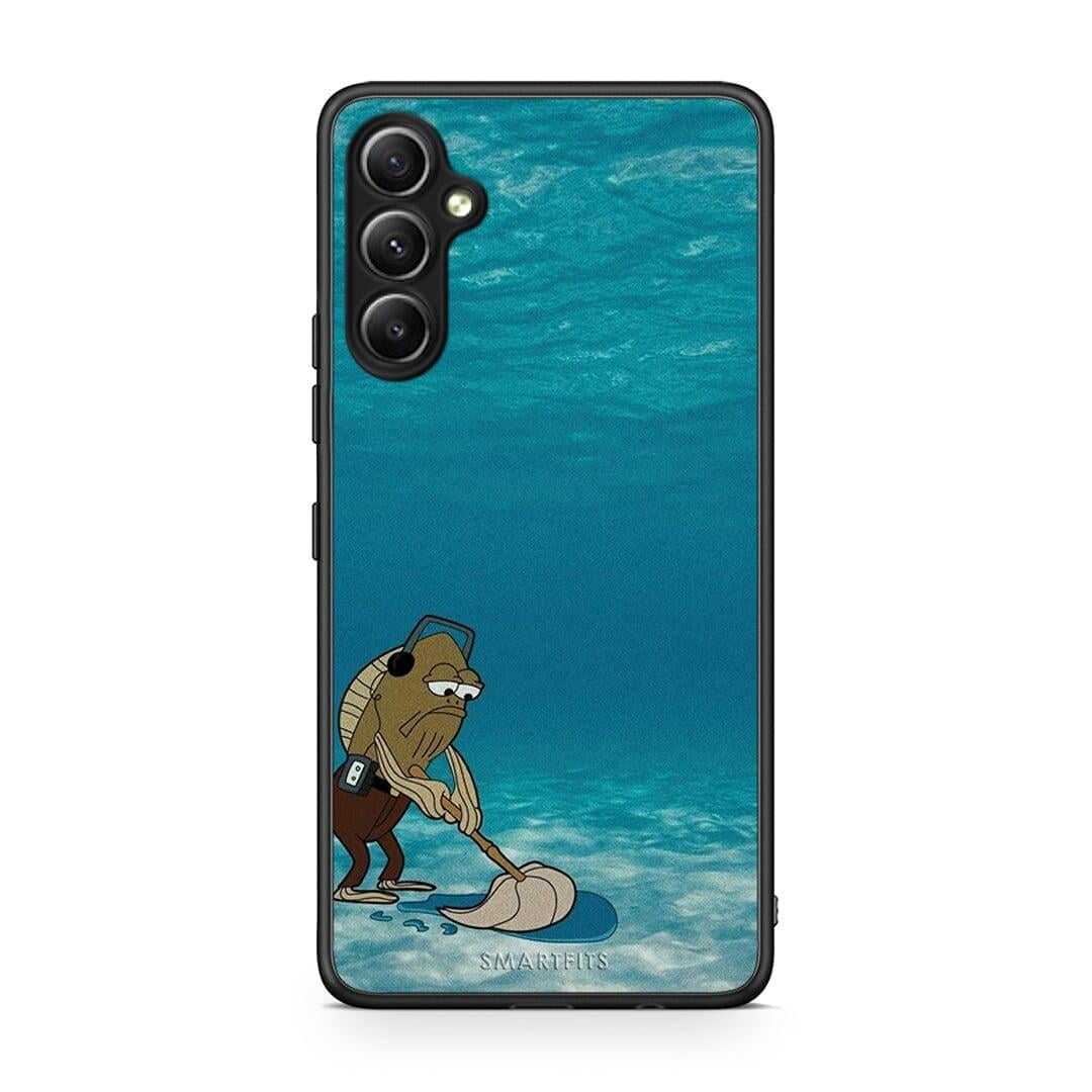 Θήκη Samsung Galaxy A34 Clean The Ocean από τη Smartfits με σχέδιο στο πίσω μέρος και μαύρο περίβλημα | Samsung Galaxy A34 Clean The Ocean Case with Colorful Back and Black Bezels