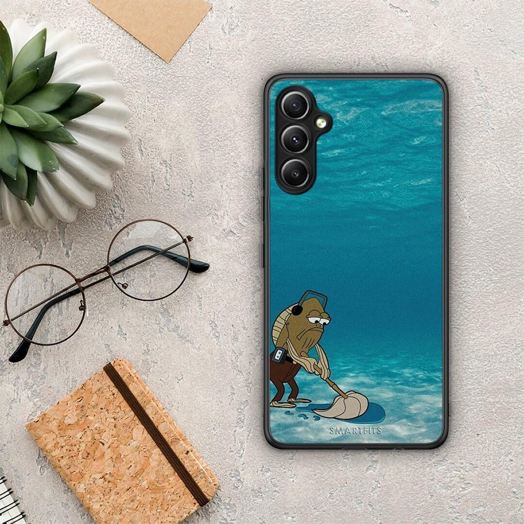 Θήκη Samsung Galaxy A34 Clean The Ocean από τη Smartfits με σχέδιο στο πίσω μέρος και μαύρο περίβλημα | Samsung Galaxy A34 Clean The Ocean Case with Colorful Back and Black Bezels