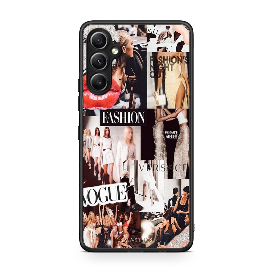 Θήκη Samsung Galaxy A34 Collage Fashion από τη Smartfits με σχέδιο στο πίσω μέρος και μαύρο περίβλημα | Samsung Galaxy A34 Collage Fashion Case with Colorful Back and Black Bezels