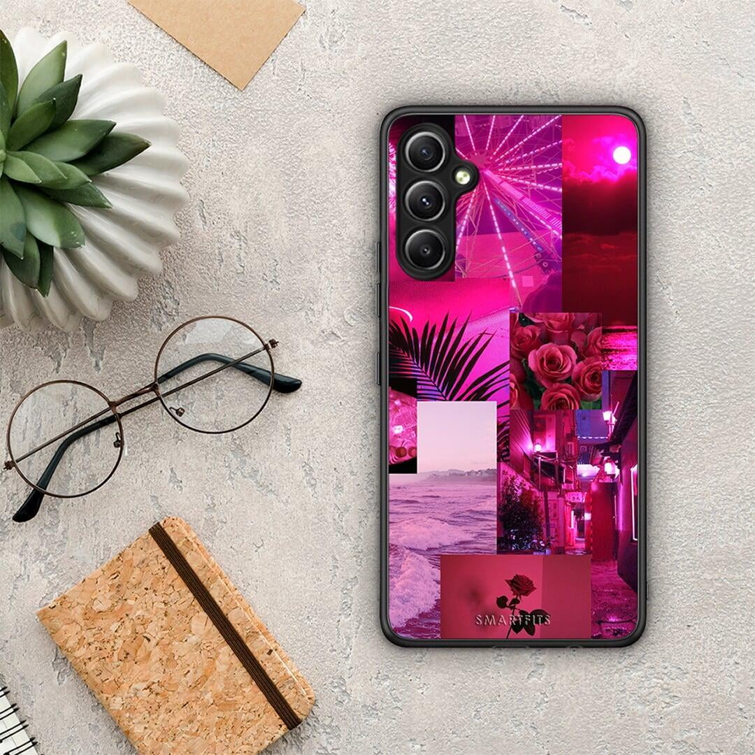 Θήκη Samsung Galaxy A34 Collage Red Roses από τη Smartfits με σχέδιο στο πίσω μέρος και μαύρο περίβλημα | Samsung Galaxy A34 Collage Red Roses Case with Colorful Back and Black Bezels