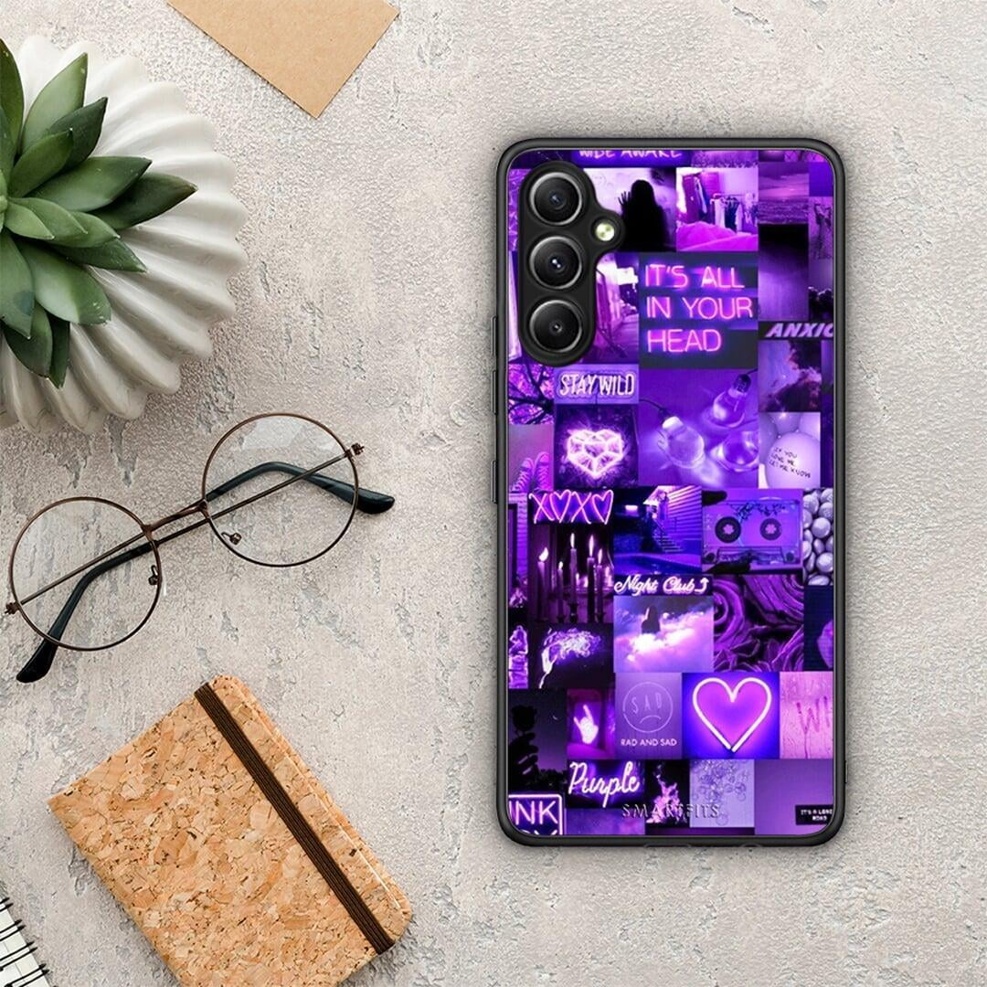 Θήκη Samsung Galaxy A34 Collage Stay Wild από τη Smartfits με σχέδιο στο πίσω μέρος και μαύρο περίβλημα | Samsung Galaxy A34 Collage Stay Wild Case with Colorful Back and Black Bezels