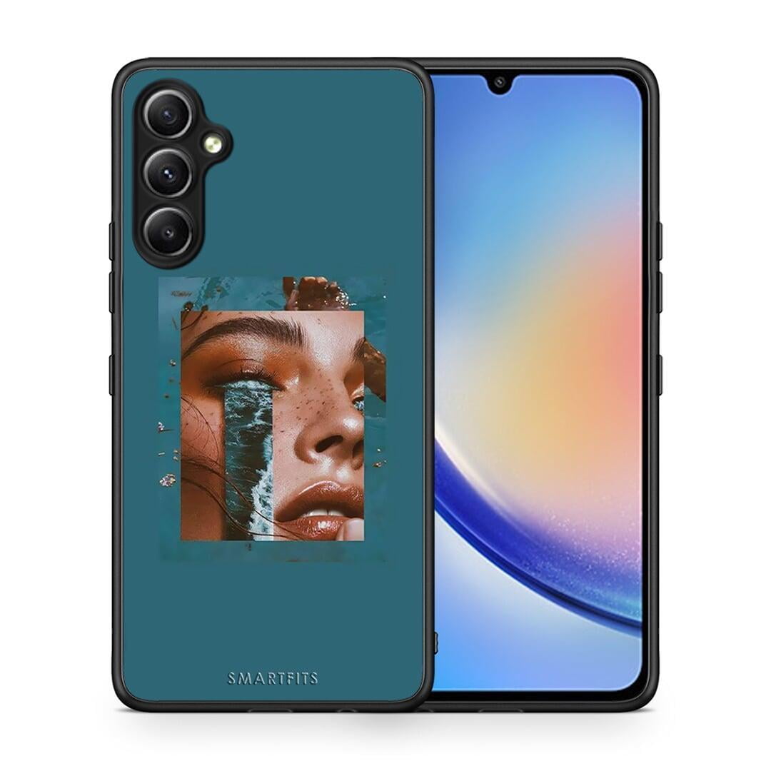 Θήκη Samsung Galaxy A34 Cry An Ocean από τη Smartfits με σχέδιο στο πίσω μέρος και μαύρο περίβλημα | Samsung Galaxy A34 Cry An Ocean Case with Colorful Back and Black Bezels