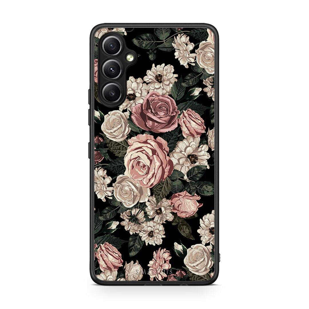 Θήκη Samsung Galaxy A34 Flower Wild Roses από τη Smartfits με σχέδιο στο πίσω μέρος και μαύρο περίβλημα | Samsung Galaxy A34 Flower Wild Roses Case with Colorful Back and Black Bezels