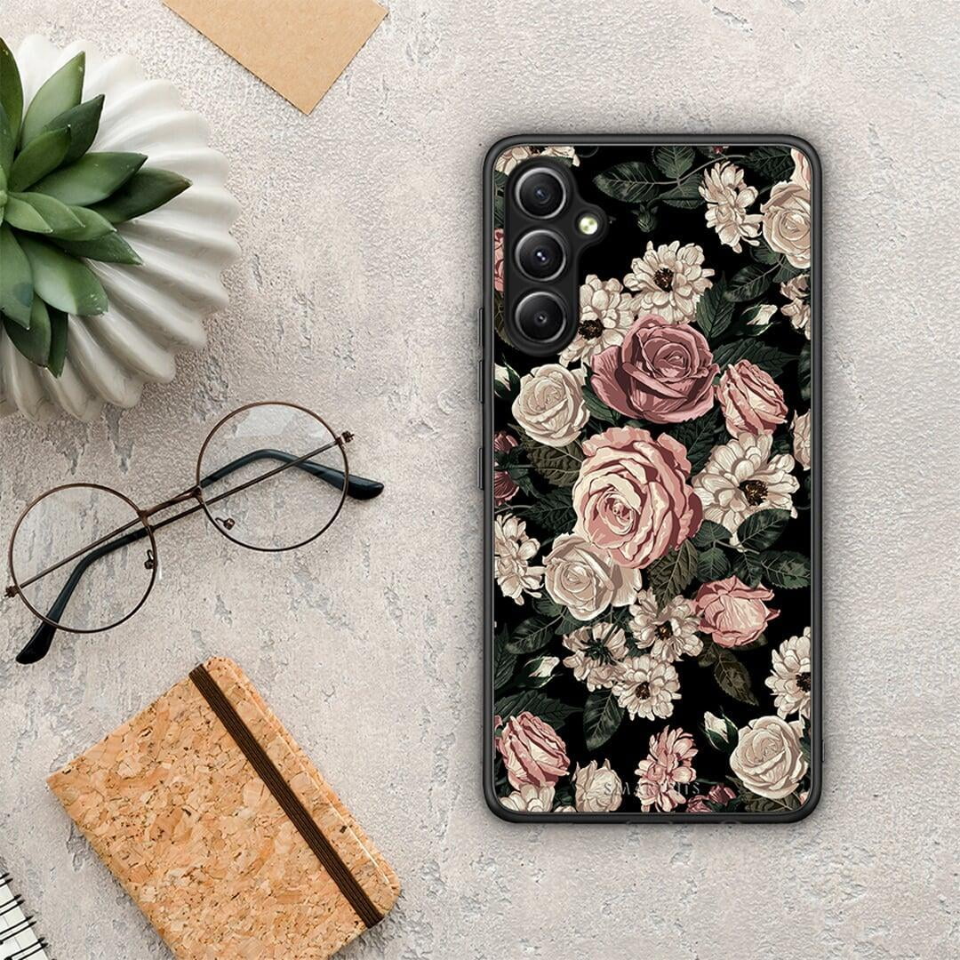 Θήκη Samsung Galaxy A34 Flower Wild Roses από τη Smartfits με σχέδιο στο πίσω μέρος και μαύρο περίβλημα | Samsung Galaxy A34 Flower Wild Roses Case with Colorful Back and Black Bezels