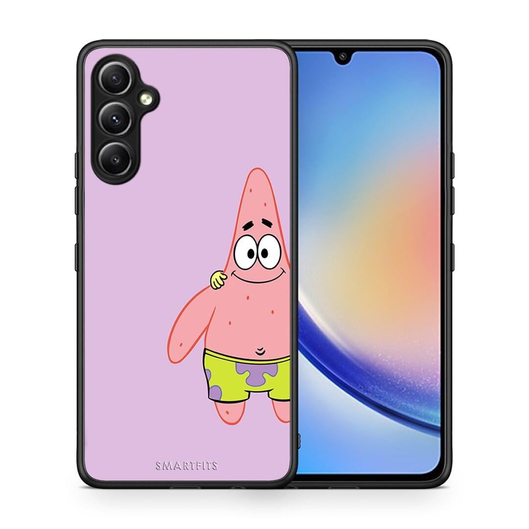 Θήκη Samsung Galaxy A34 Friends Patrick από τη Smartfits με σχέδιο στο πίσω μέρος και μαύρο περίβλημα | Samsung Galaxy A34 Friends Patrick Case with Colorful Back and Black Bezels