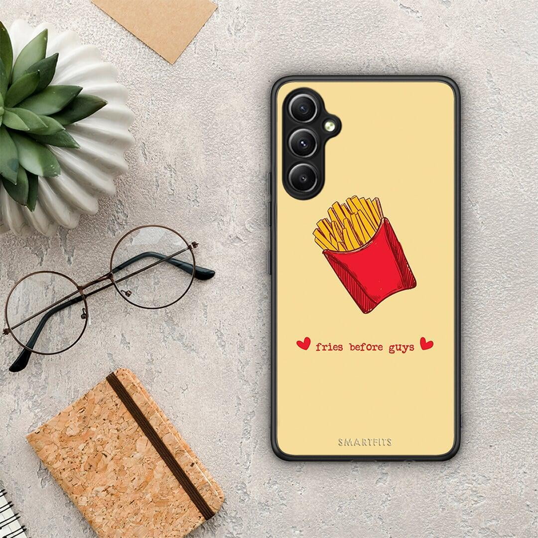 Θήκη Samsung Galaxy A34 Fries Before Guys από τη Smartfits με σχέδιο στο πίσω μέρος και μαύρο περίβλημα | Samsung Galaxy A34 Fries Before Guys Case with Colorful Back and Black Bezels