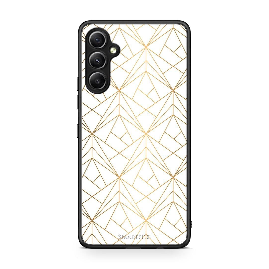 Θήκη Samsung Galaxy A34 Geometric Luxury White από τη Smartfits με σχέδιο στο πίσω μέρος και μαύρο περίβλημα | Samsung Galaxy A34 Geometric Luxury White Case with Colorful Back and Black Bezels