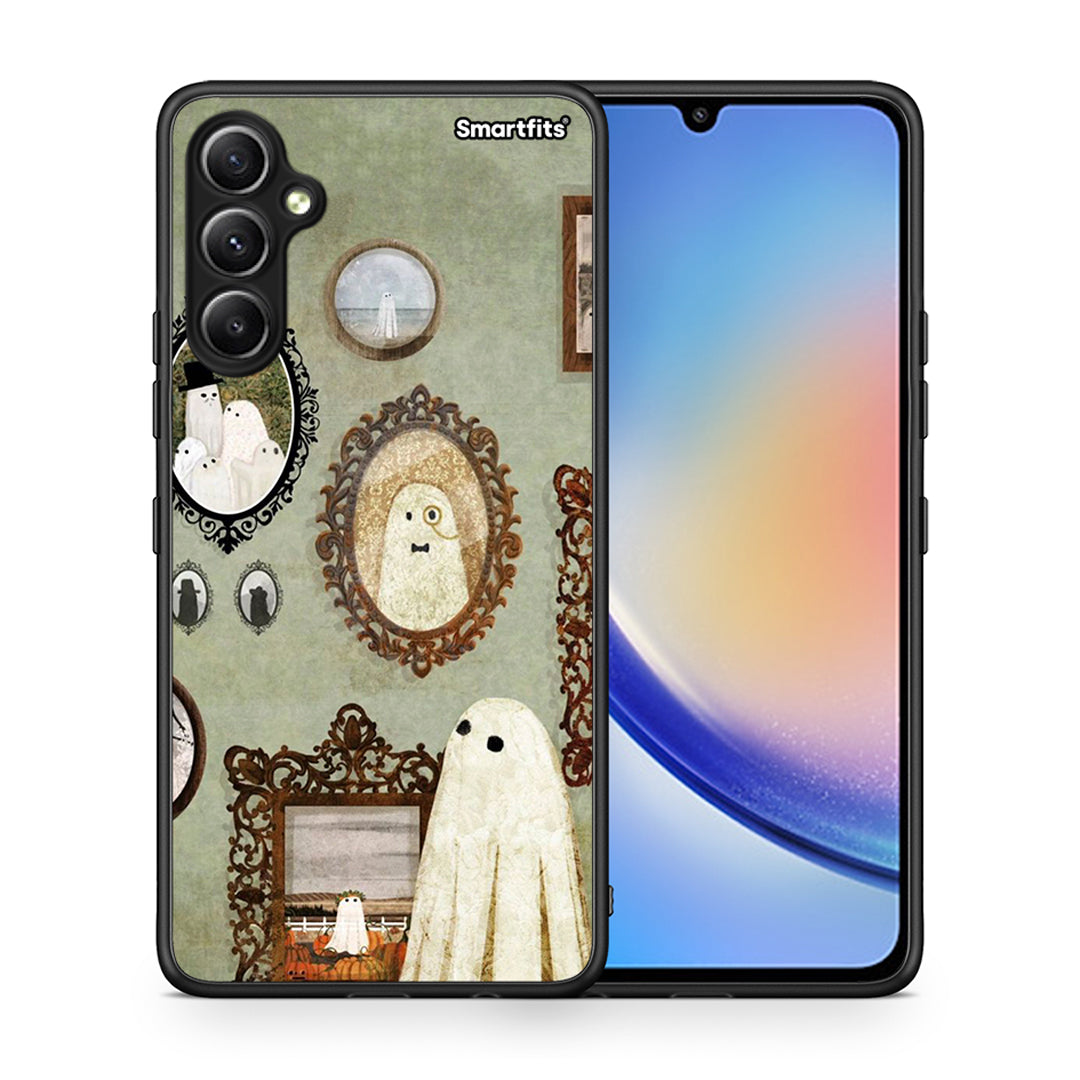 Θήκη Samsung Galaxy A34 Halloween Ghost Season από τη Smartfits με σχέδιο στο πίσω μέρος και μαύρο περίβλημα | Samsung Galaxy A34 Halloween Ghost Season Case with Colorful Back and Black Bezels