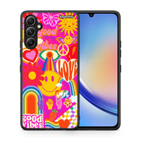 Thumbnail for Θήκη Samsung Galaxy A34 Hippie Love από τη Smartfits με σχέδιο στο πίσω μέρος και μαύρο περίβλημα | Samsung Galaxy A34 Hippie Love Case with Colorful Back and Black Bezels