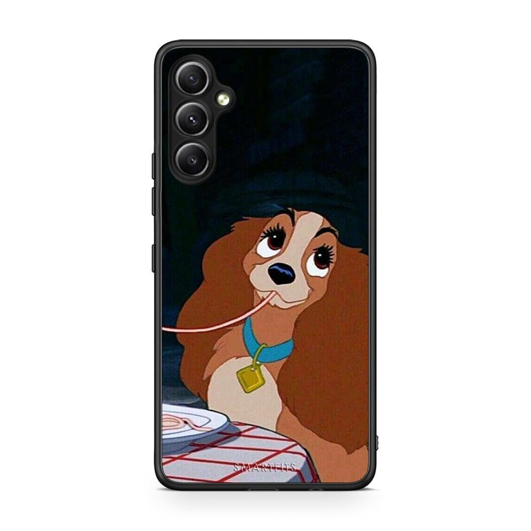 Θήκη Samsung Galaxy A34 Lady And Tramp 2 από τη Smartfits με σχέδιο στο πίσω μέρος και μαύρο περίβλημα | Samsung Galaxy A34 Lady And Tramp 2 Case with Colorful Back and Black Bezels