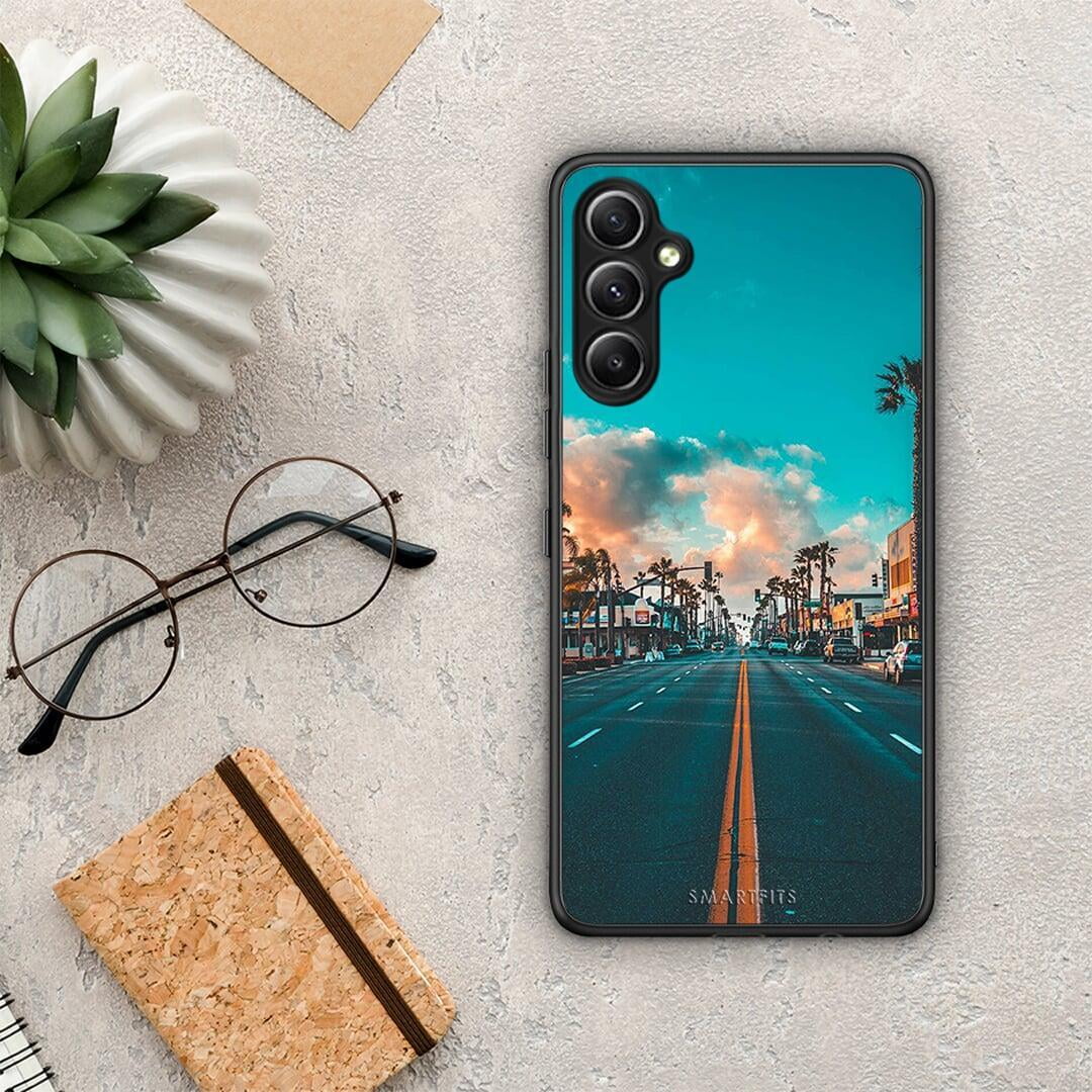 Θήκη Samsung Galaxy A34 Landscape City από τη Smartfits με σχέδιο στο πίσω μέρος και μαύρο περίβλημα | Samsung Galaxy A34 Landscape City Case with Colorful Back and Black Bezels