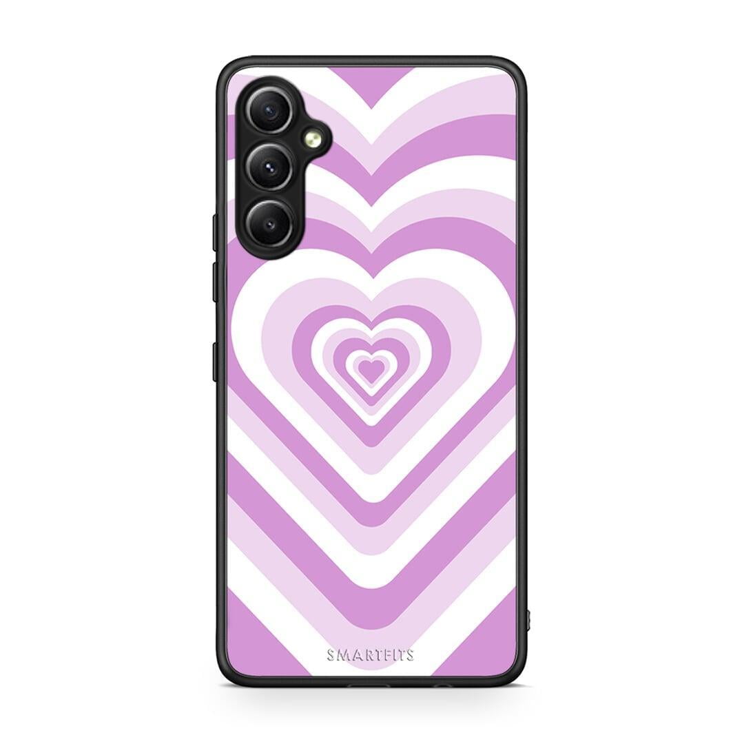 Θήκη Samsung Galaxy A34 Lilac Hearts από τη Smartfits με σχέδιο στο πίσω μέρος και μαύρο περίβλημα | Samsung Galaxy A34 Lilac Hearts Case with Colorful Back and Black Bezels