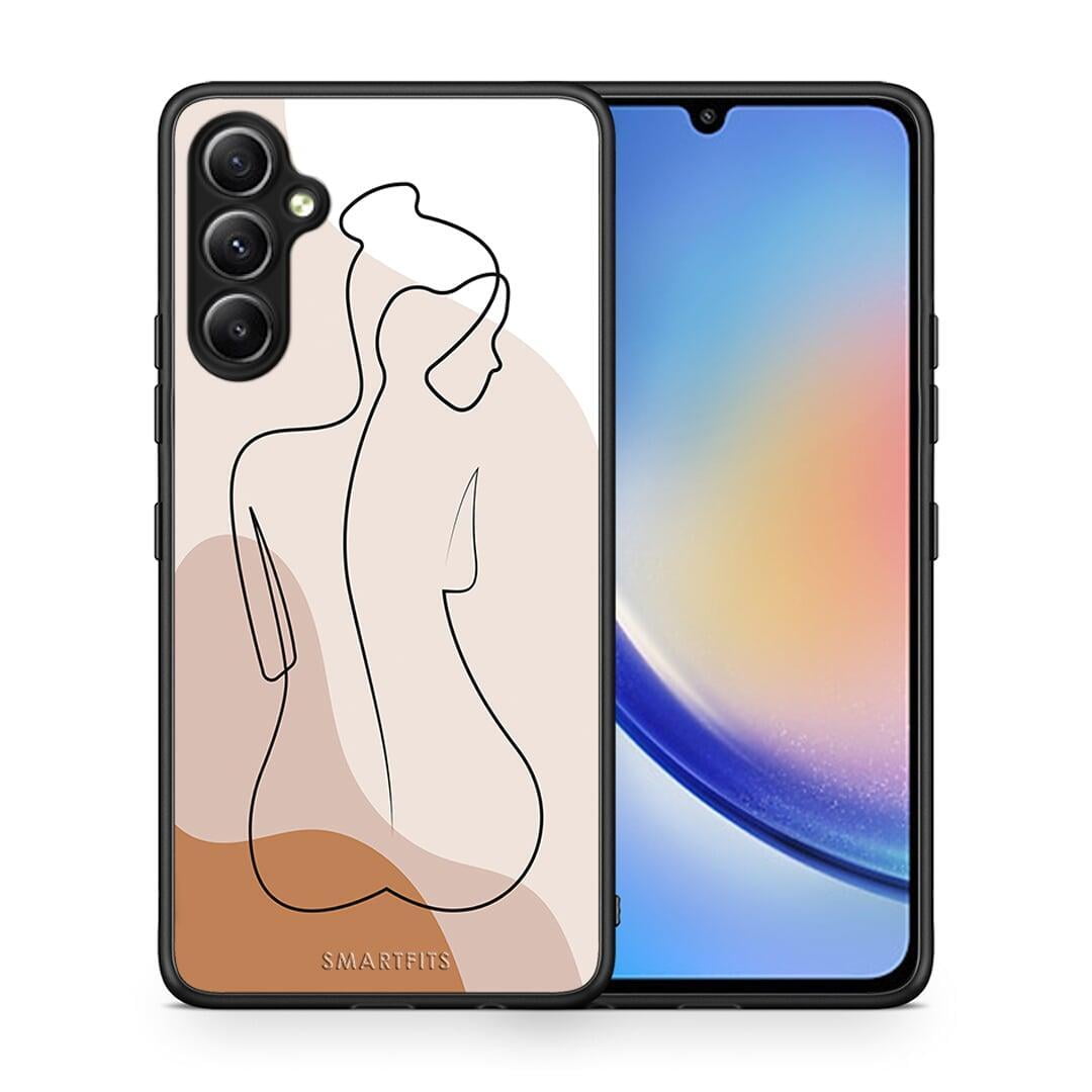 Θήκη Samsung Galaxy A34 LineArt Woman από τη Smartfits με σχέδιο στο πίσω μέρος και μαύρο περίβλημα | Samsung Galaxy A34 LineArt Woman Case with Colorful Back and Black Bezels