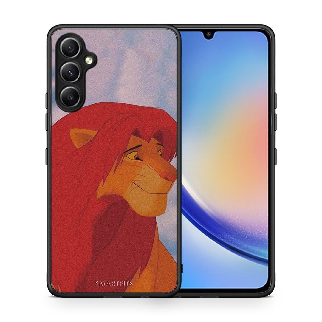 Θήκη Samsung Galaxy A34 Lion Love 1 από τη Smartfits με σχέδιο στο πίσω μέρος και μαύρο περίβλημα | Samsung Galaxy A34 Lion Love 1 Case with Colorful Back and Black Bezels