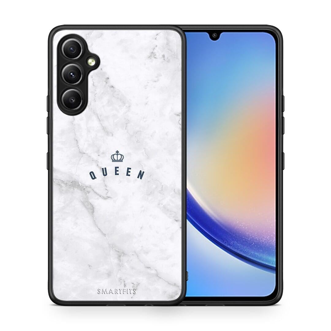 Θήκη Samsung Galaxy A34 Marble Queen από τη Smartfits με σχέδιο στο πίσω μέρος και μαύρο περίβλημα | Samsung Galaxy A34 Marble Queen Case with Colorful Back and Black Bezels