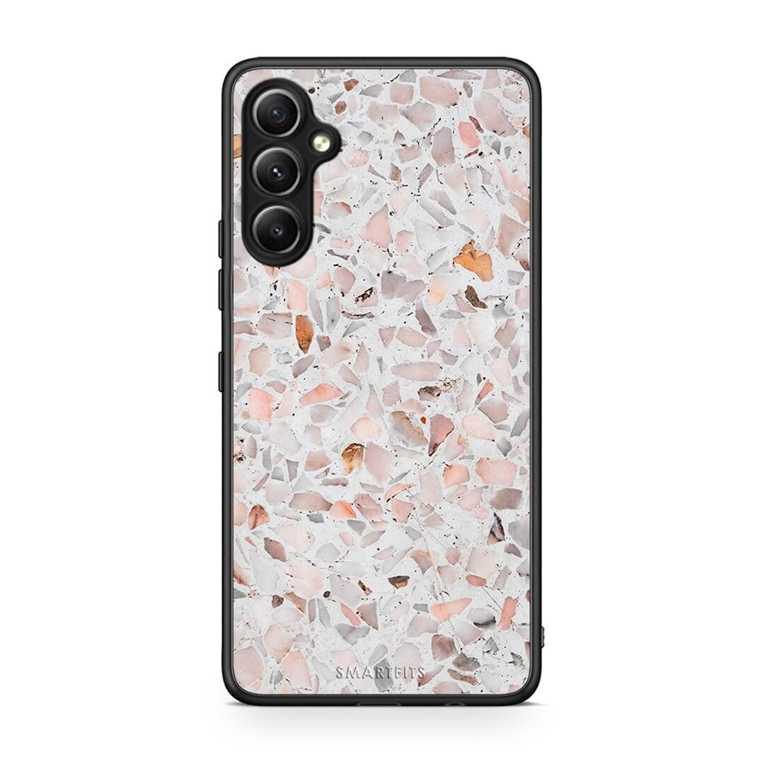 Θήκη Samsung Galaxy A34 Marble Terrazzo από τη Smartfits με σχέδιο στο πίσω μέρος και μαύρο περίβλημα | Samsung Galaxy A34 Marble Terrazzo Case with Colorful Back and Black Bezels