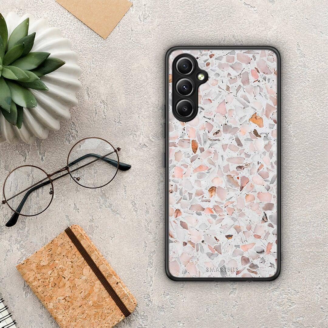 Θήκη Samsung Galaxy A34 Marble Terrazzo από τη Smartfits με σχέδιο στο πίσω μέρος και μαύρο περίβλημα | Samsung Galaxy A34 Marble Terrazzo Case with Colorful Back and Black Bezels