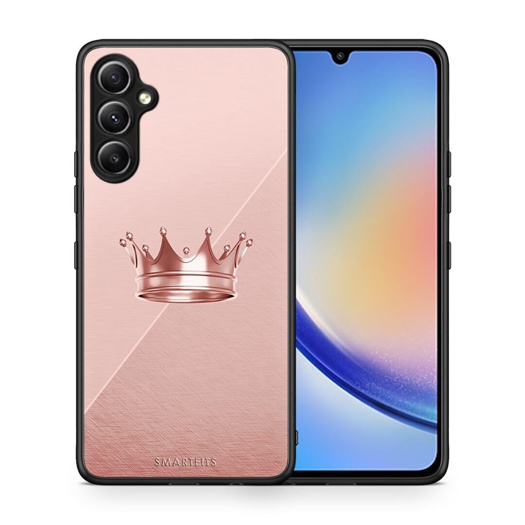 Θήκη Samsung Galaxy A34 Minimal Crown από τη Smartfits με σχέδιο στο πίσω μέρος και μαύρο περίβλημα | Samsung Galaxy A34 Minimal Crown Case with Colorful Back and Black Bezels