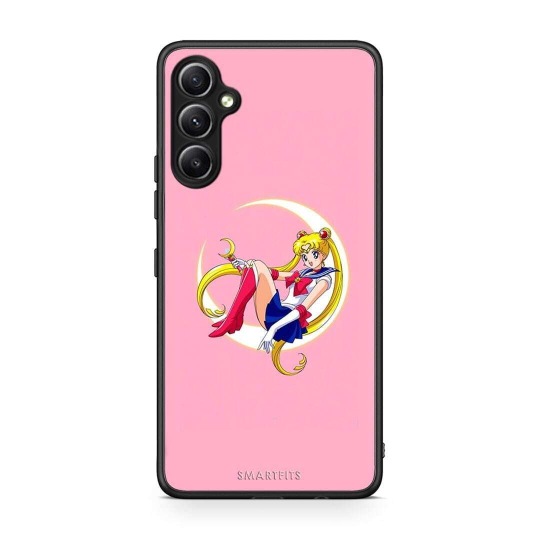 Θήκη Samsung Galaxy A34 Moon Girl από τη Smartfits με σχέδιο στο πίσω μέρος και μαύρο περίβλημα | Samsung Galaxy A34 Moon Girl Case with Colorful Back and Black Bezels