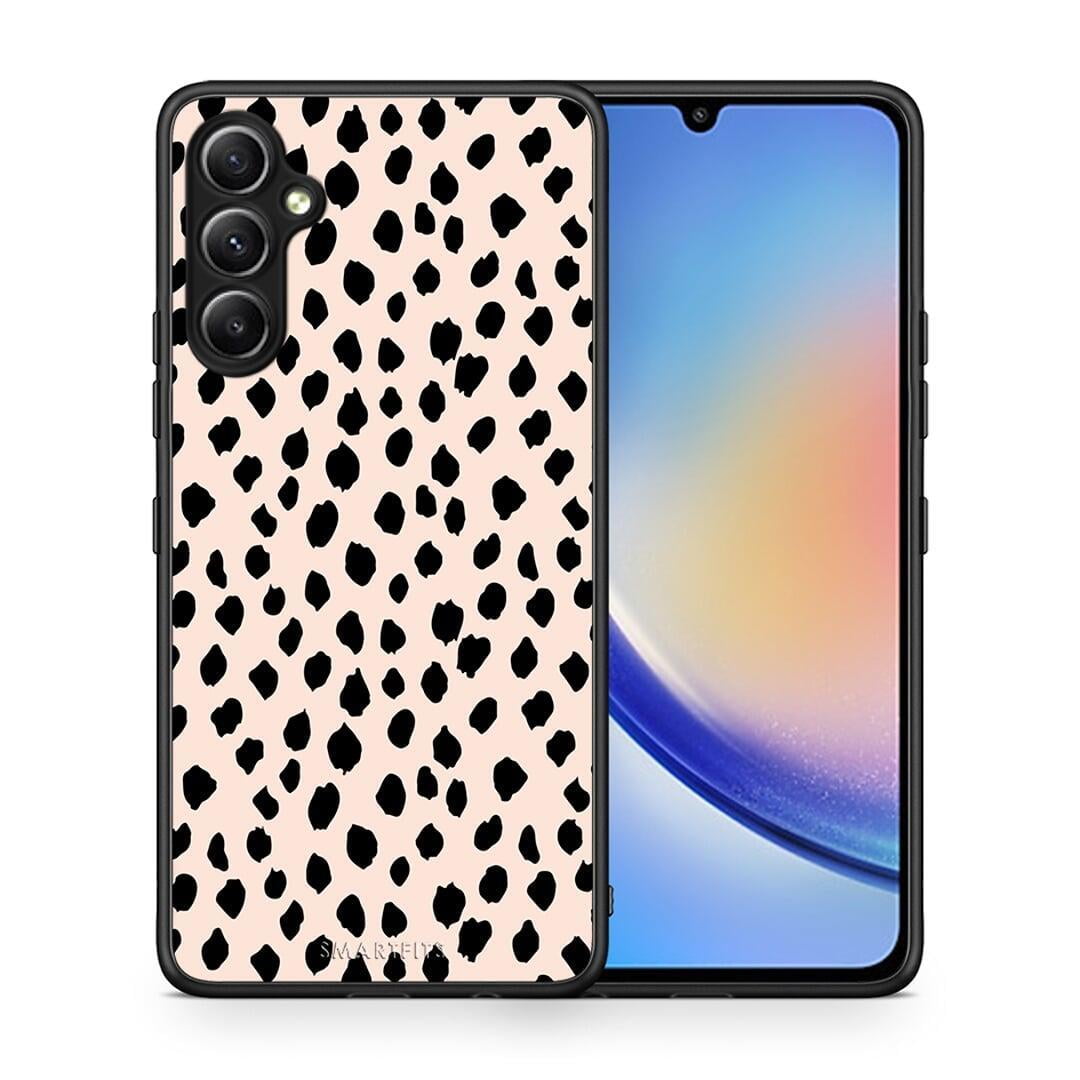 Θήκη Samsung Galaxy A34 New Polka Dots από τη Smartfits με σχέδιο στο πίσω μέρος και μαύρο περίβλημα | Samsung Galaxy A34 New Polka Dots Case with Colorful Back and Black Bezels