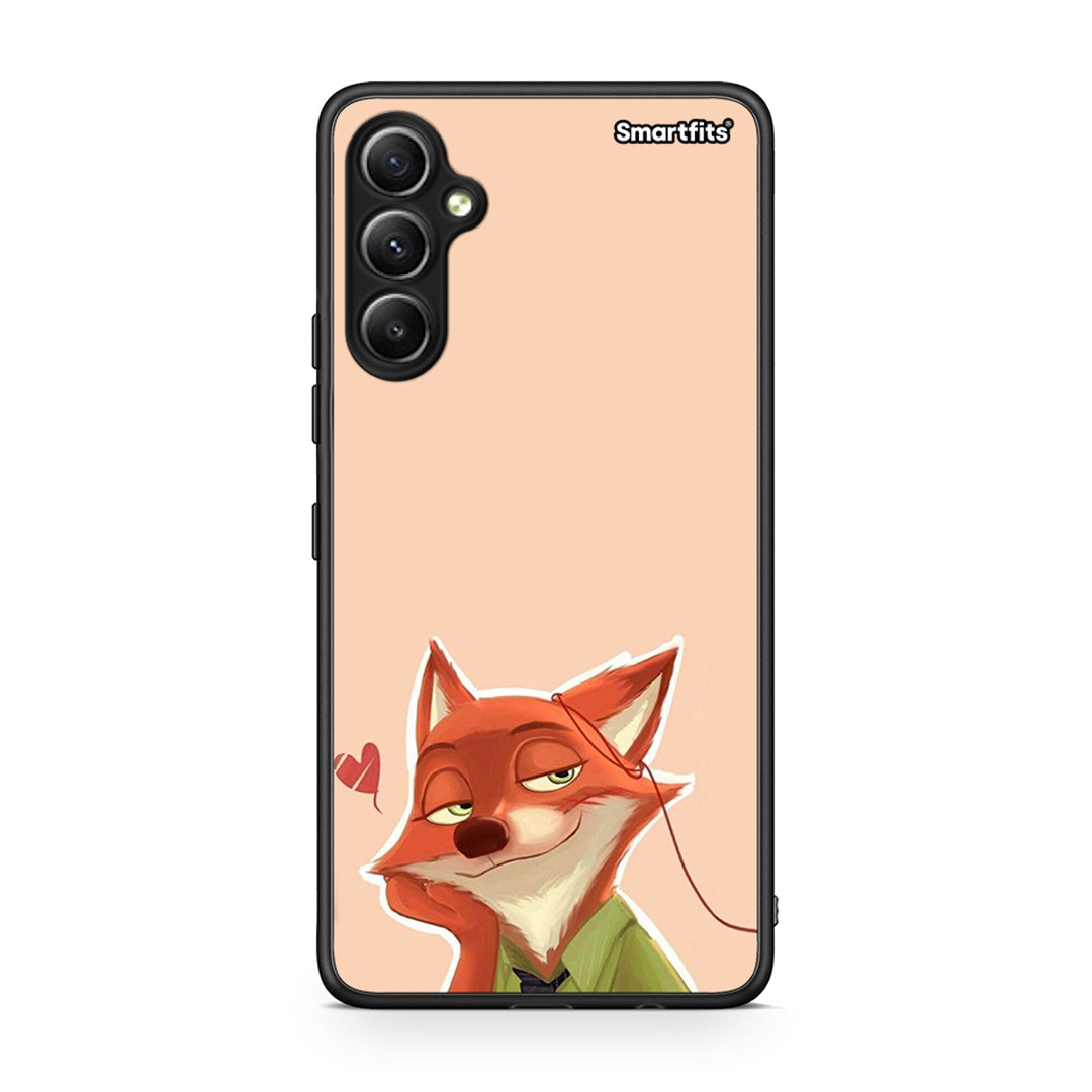 Θήκη Samsung Galaxy A34 Nick Wilde And Judy Hopps Love 1 από τη Smartfits με σχέδιο στο πίσω μέρος και μαύρο περίβλημα | Samsung Galaxy A34 Nick Wilde And Judy Hopps Love 1 Case with Colorful Back and Black Bezels