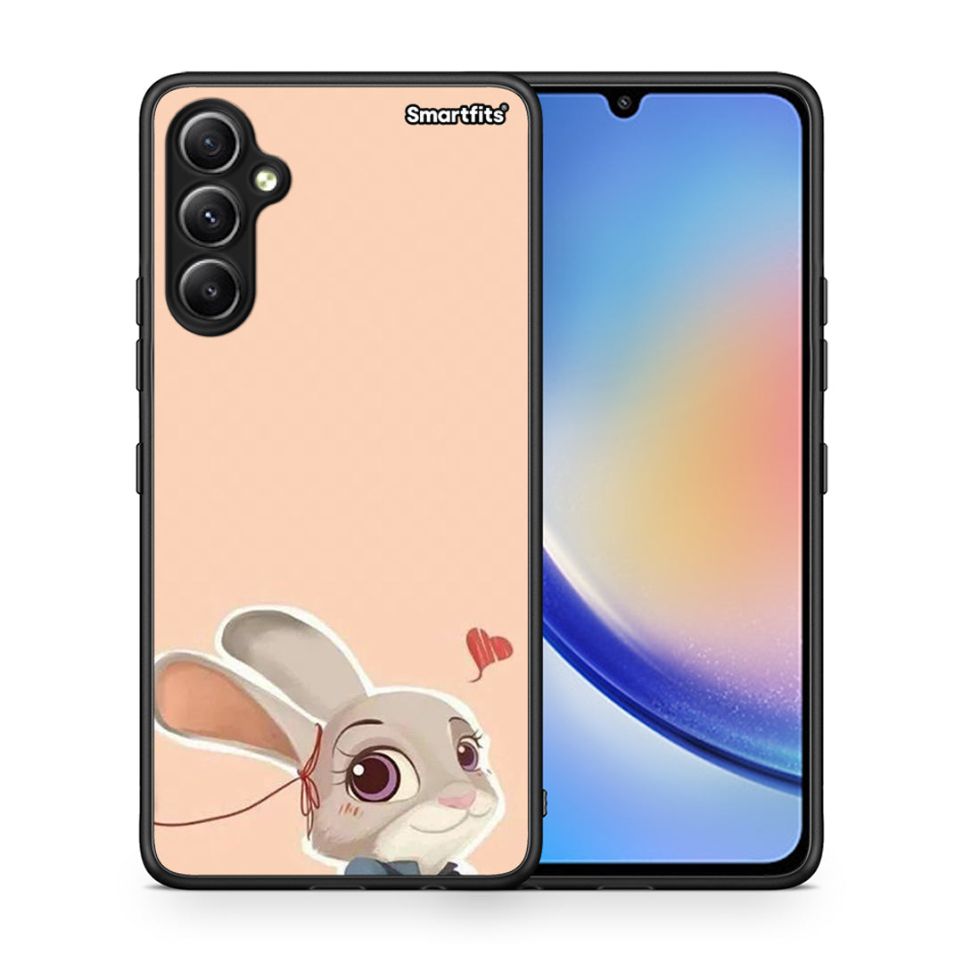 Θήκη Samsung Galaxy A34 Nick Wilde And Judy Hopps Love 2 από τη Smartfits με σχέδιο στο πίσω μέρος και μαύρο περίβλημα | Samsung Galaxy A34 Nick Wilde And Judy Hopps Love 2 Case with Colorful Back and Black Bezels