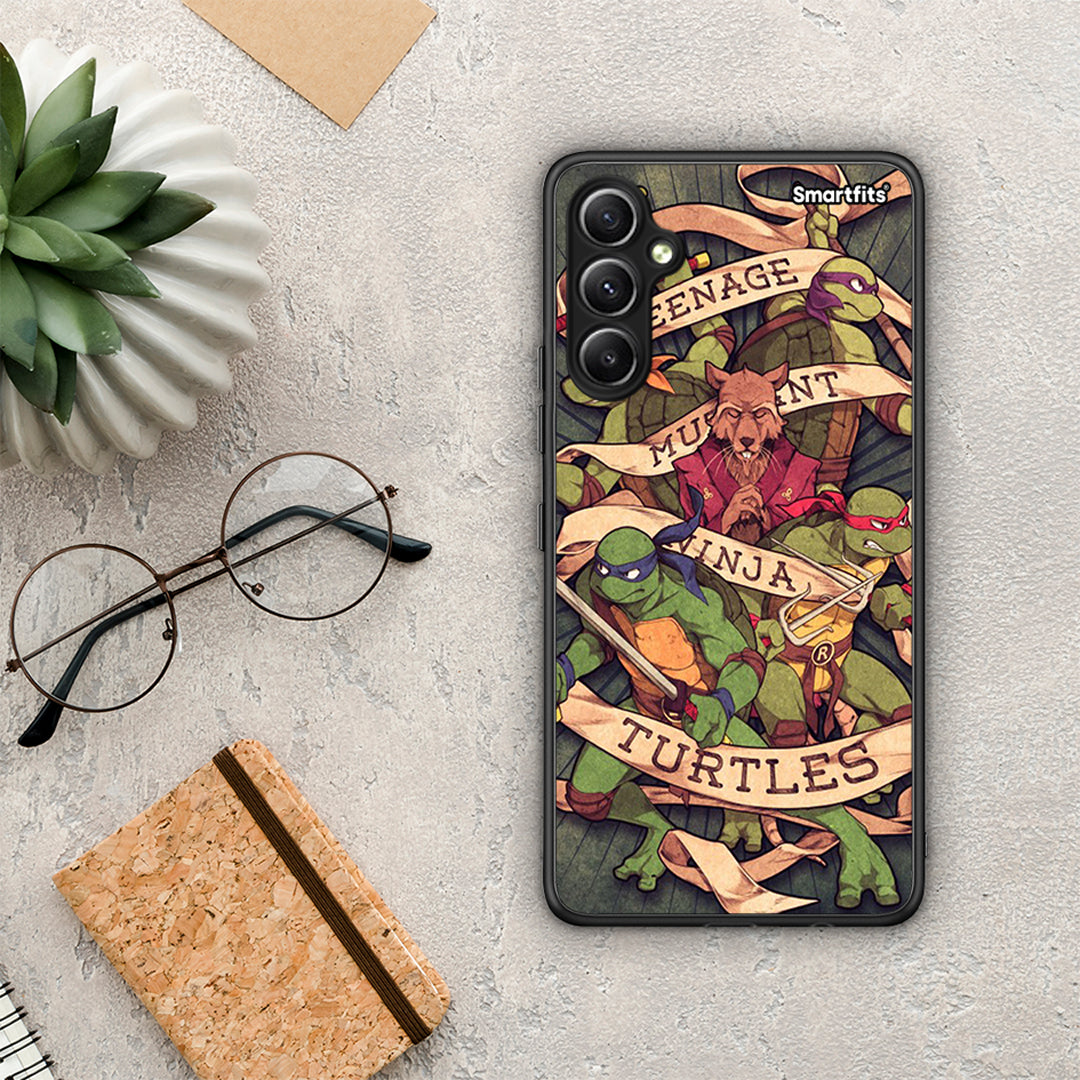 Θήκη Samsung Galaxy A34 Ninja Turtles από τη Smartfits με σχέδιο στο πίσω μέρος και μαύρο περίβλημα | Samsung Galaxy A34 Ninja Turtles Case with Colorful Back and Black Bezels