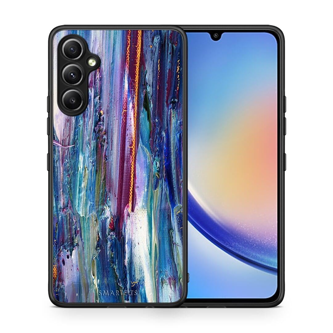 Θήκη Samsung Galaxy A34 Paint Winter από τη Smartfits με σχέδιο στο πίσω μέρος και μαύρο περίβλημα | Samsung Galaxy A34 Paint Winter Case with Colorful Back and Black Bezels