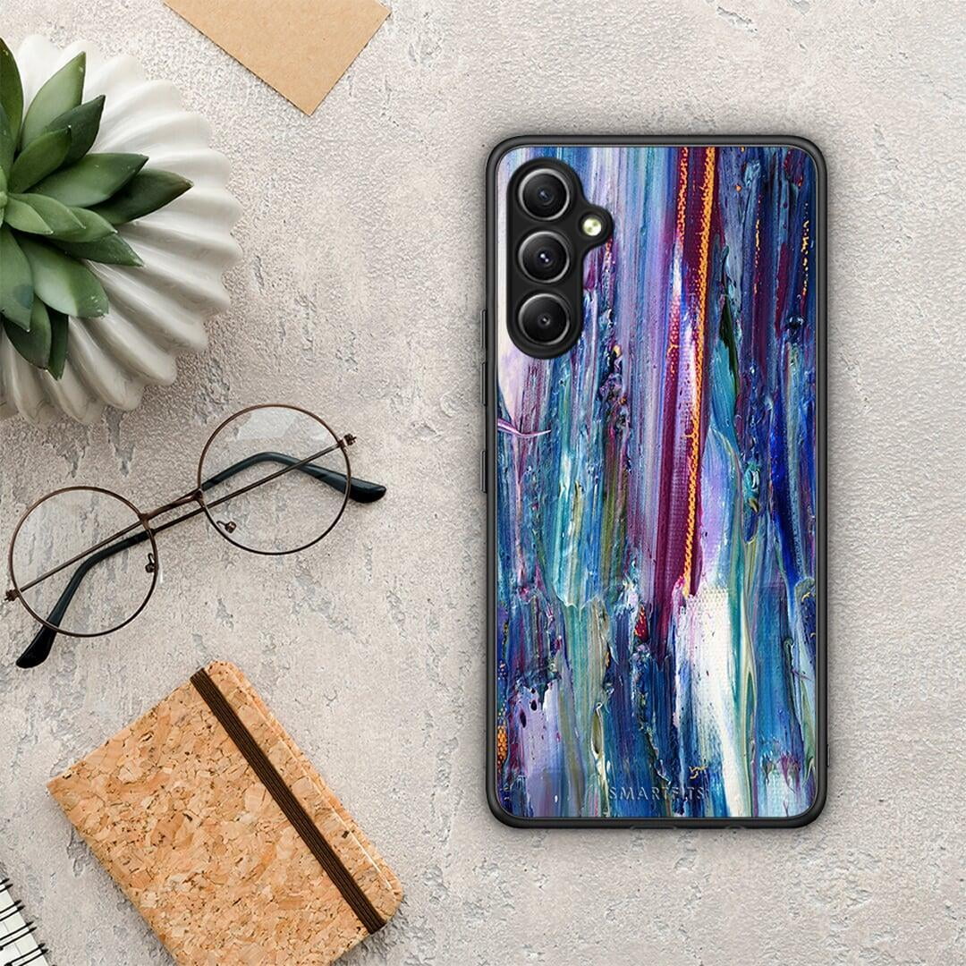 Θήκη Samsung Galaxy A34 Paint Winter από τη Smartfits με σχέδιο στο πίσω μέρος και μαύρο περίβλημα | Samsung Galaxy A34 Paint Winter Case with Colorful Back and Black Bezels