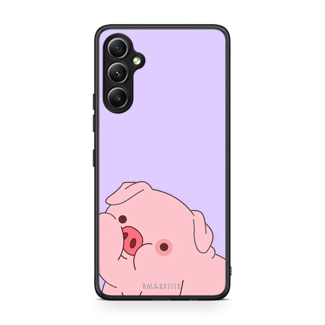 Θήκη Samsung Galaxy A34 Pig Love 2 από τη Smartfits με σχέδιο στο πίσω μέρος και μαύρο περίβλημα | Samsung Galaxy A34 Pig Love 2 Case with Colorful Back and Black Bezels