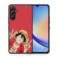 Thumbnail for Θήκη Samsung Galaxy A34 Pirate Luffy από τη Smartfits με σχέδιο στο πίσω μέρος και μαύρο περίβλημα | Samsung Galaxy A34 Pirate Luffy Case with Colorful Back and Black Bezels